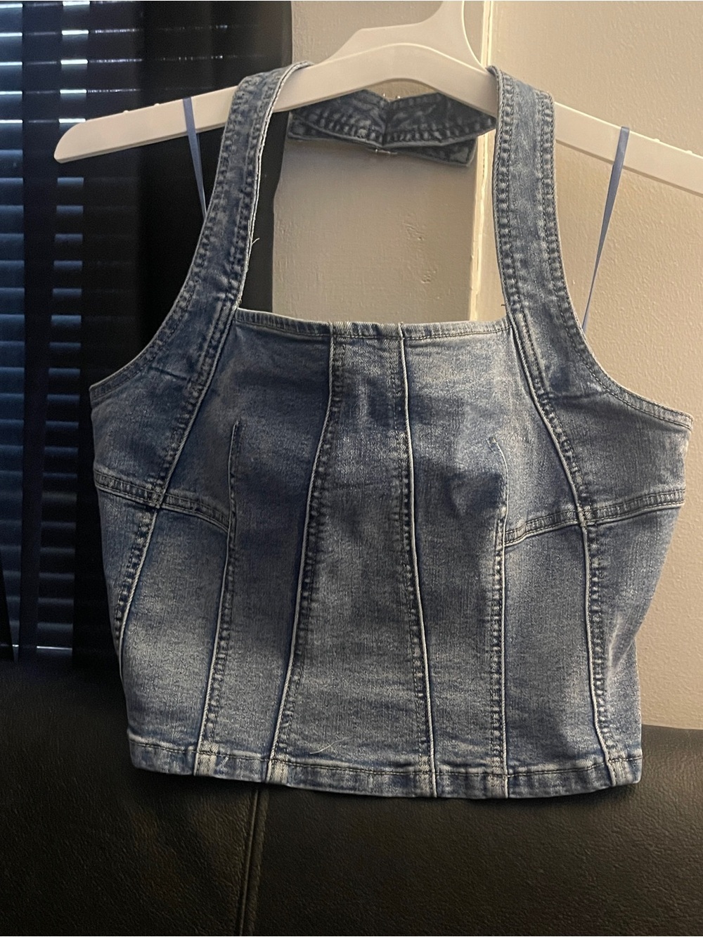 Sincerely Jules Denim Corset Halter Top Light Blue Size Large NWT